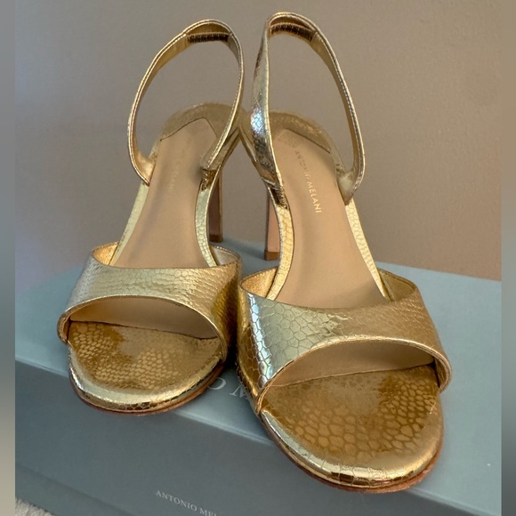 ANTONIO MELANI Metallic Gold Heels Size 8.5 - Picture 8 of 9